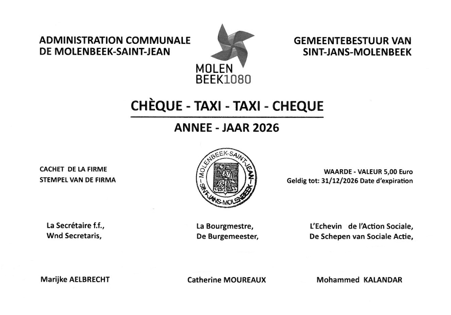 Chèque taxi 2026
